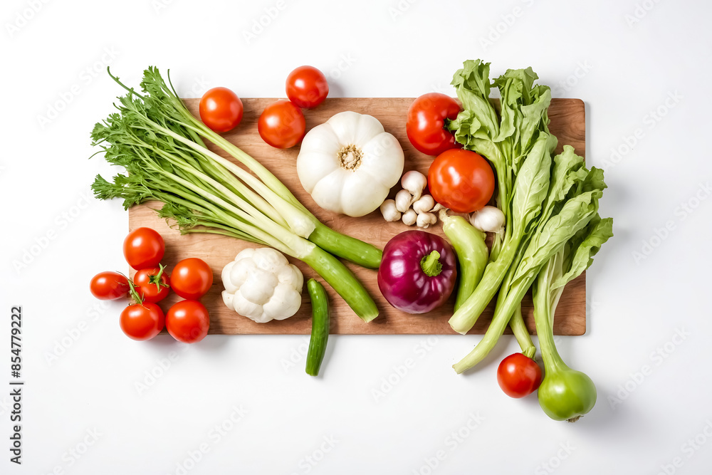 Fresh Vegetables on Wooden Cutting Board Fresh Vegetables on Wooden Cutting Board