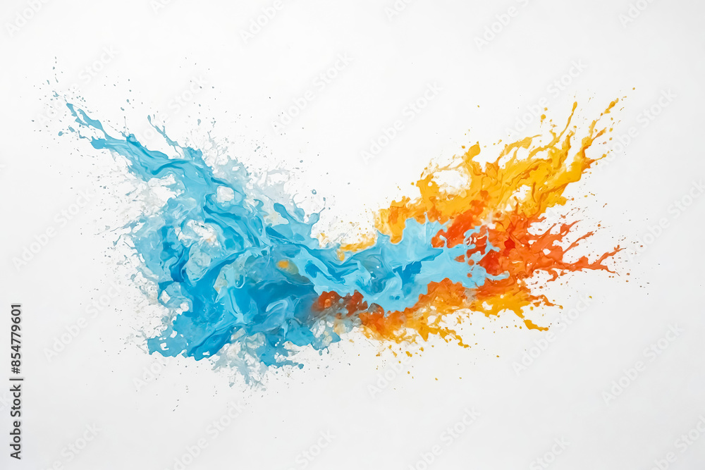Abstract Splash of Blue and Orange Paint Abstract Splash of Blue and Orange Paint