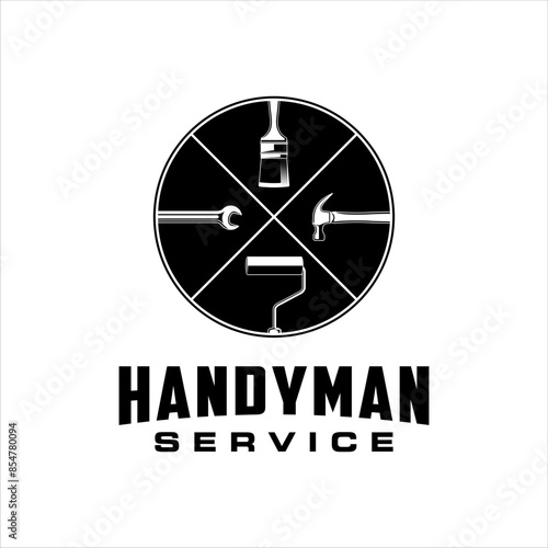 Handyman services logo in round shape with classic style design