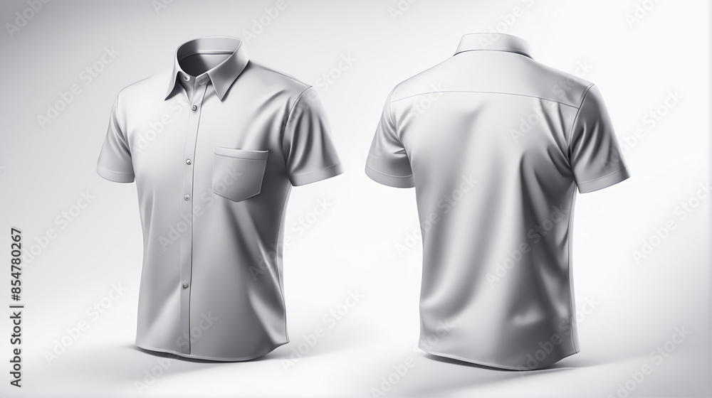 Blank collared shirt mockup design, front, side and back views, tee design presentation for print, 3d rendering, 3d illustration Blank collared shirt mockup design, front, side and back views, tee design presentation for print, 3d rendering, 3d illustration