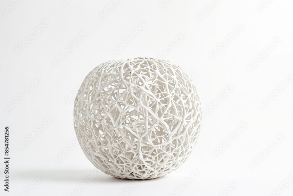 White Ceramic Sphere With Intricate Lattice Design White Ceramic Sphere With Intricate Lattice Design