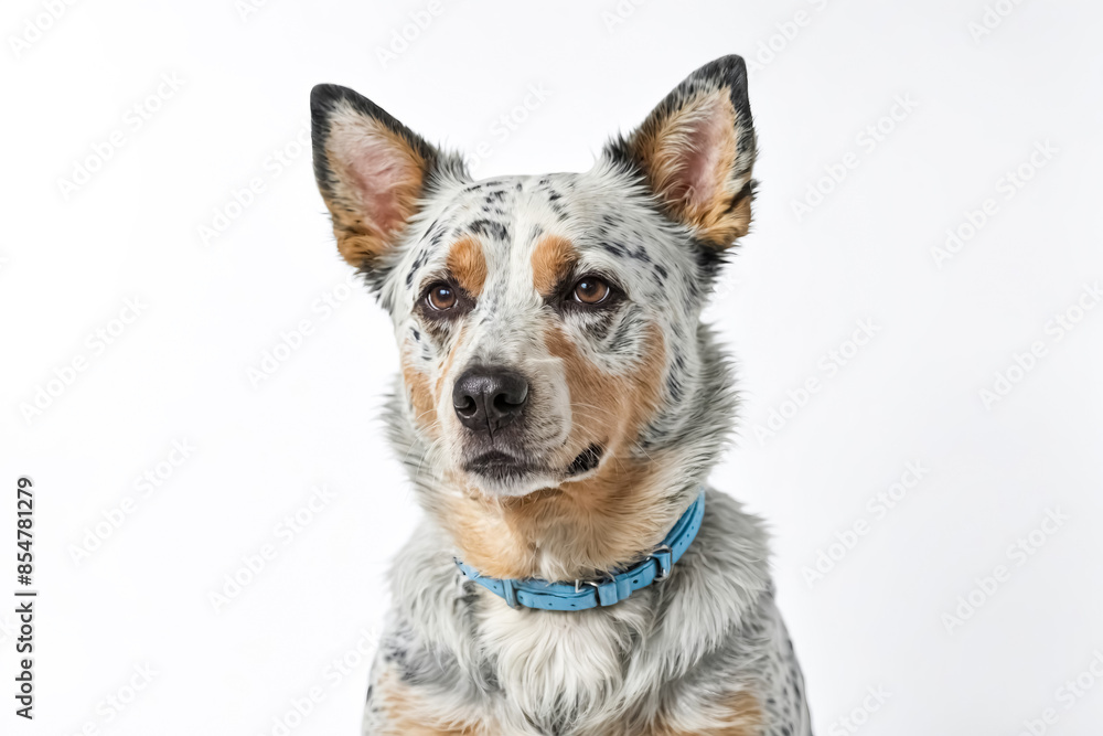 Australian Shepherd Dog with Blue Collar Looking at Camera Australian Shepherd Dog with Blue Collar Looking at Camera