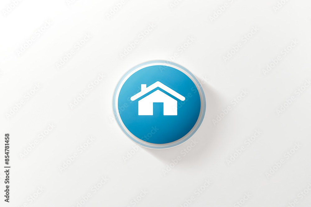 Home Button Icon on Blue Circle with White Background Home Button Icon on Blue Circle with White Background
