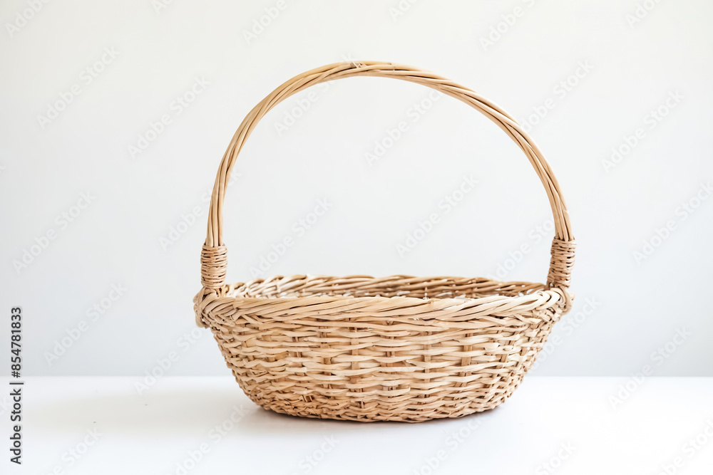 Empty wicker basket on white background Empty wicker basket on white background