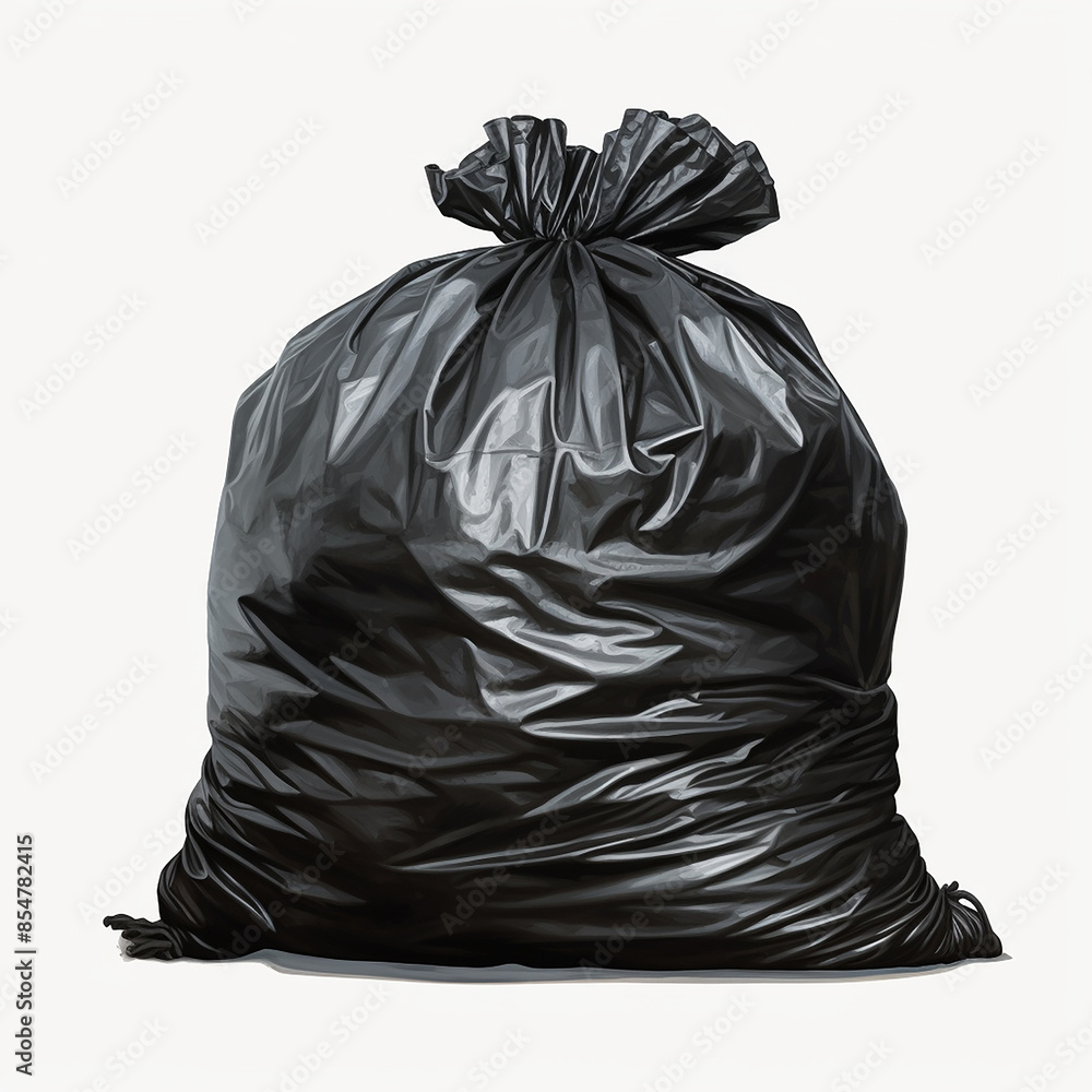 black garbage bag isolated on white or clear background