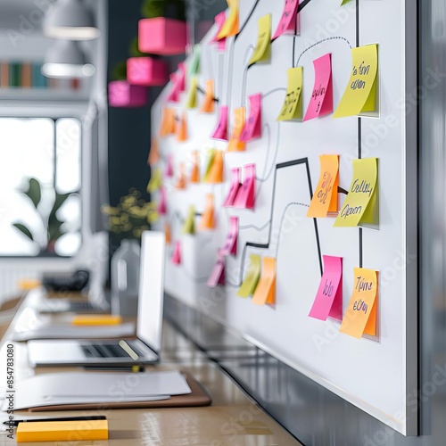 Wallpaper Mural Whiteboard with colorful sticky notes for brainstorming and project management. Torontodigital.ca