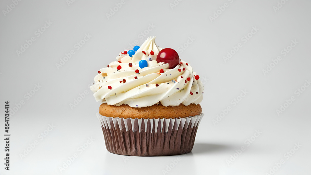 Cream toped Cup cake on white background Cream toped Cup cake on white background