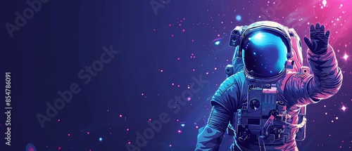 Space Explorer banner with an astronaut waving with empty text space