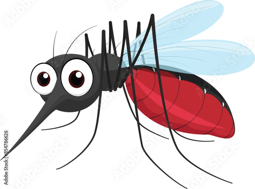 Cute mosquito cartoon, isolated on white background