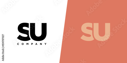 Letter S and U, SU logo design template. Minimal monogram initial based logotype.