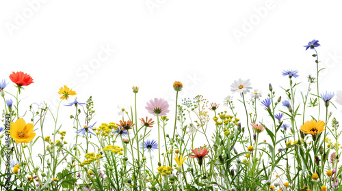 A vibrant meadow full of colorful wildflowers in bloom, showcasing the beauty and diversity of nature during springtime.