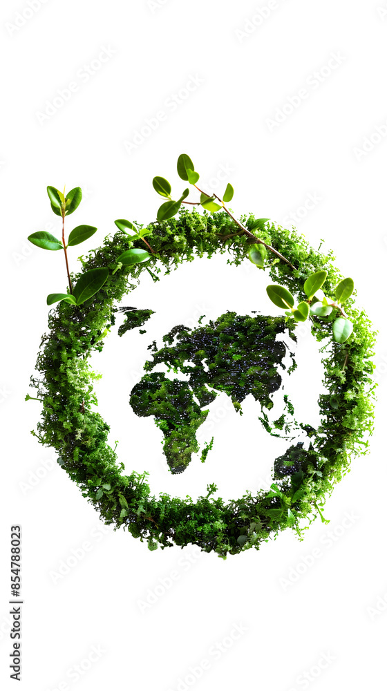 Eco-friendly green Earth symbol made from lush leaves and plants, representing sustainability and environmental responsibility. Eco-friendly green Earth symbol made from lush leaves and plants, representing sustainability and environmental responsibility.