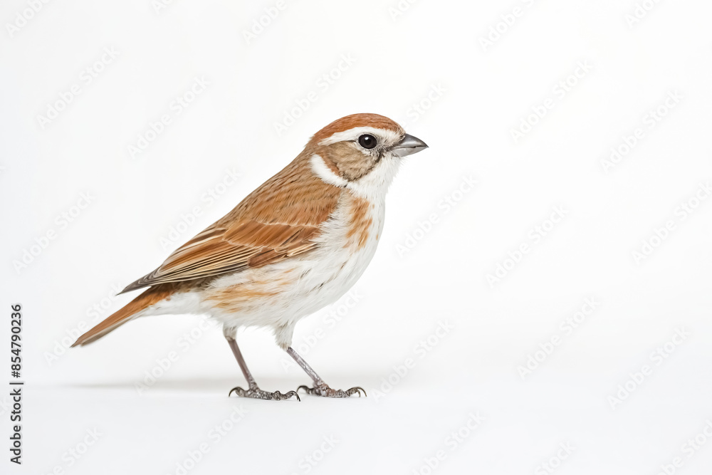 Striped Sparrow on White Background Striped Sparrow on White Background