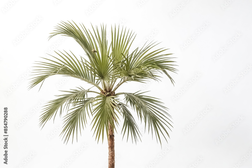 Obraz premium Palm Tree Silhouette Against White Sky