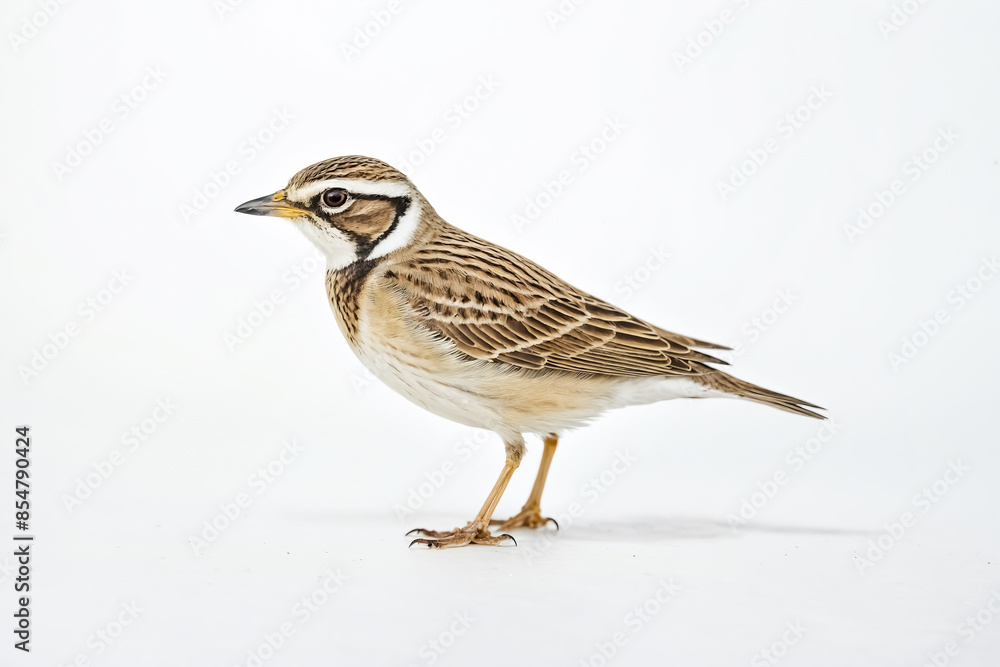 Fototapeta premium Tawny-flanked Pipit Bird on White Background