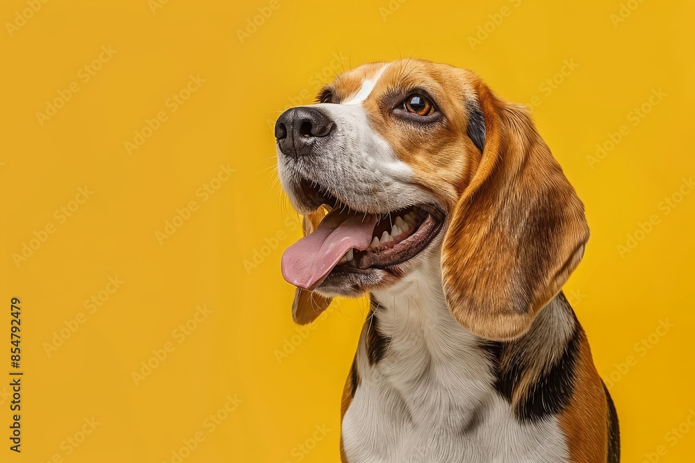 Curious Beagle on Yellow - Reflecting Friendly Personality, AI Generative Curious Beagle on Yellow - Reflecting Friendly Personality, AI Generative