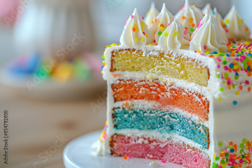 Rainbow Layer Cake with Sprinkles 