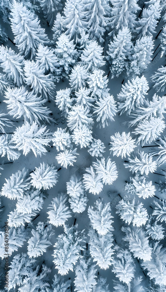 Aerial view of a snow-covered forest, a winter landscape background Aerial view of a snow-covered forest, a winter landscape background