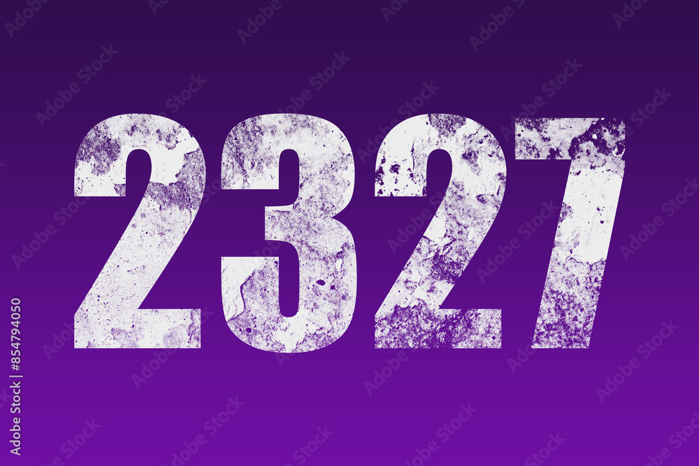 flat white grunge number of 2327 on purple background. flat white grunge number of 2327 on purple background.