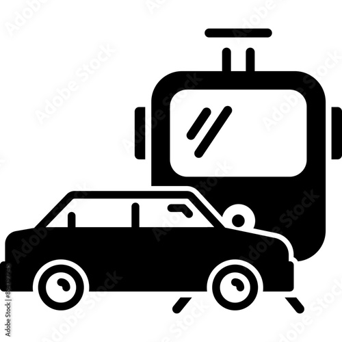 Car Accident with Train Icon