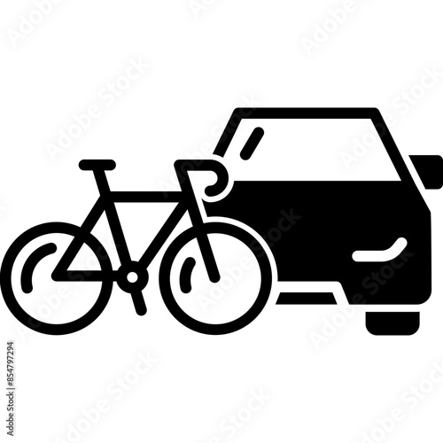 Car Accident with Bicycle Icon