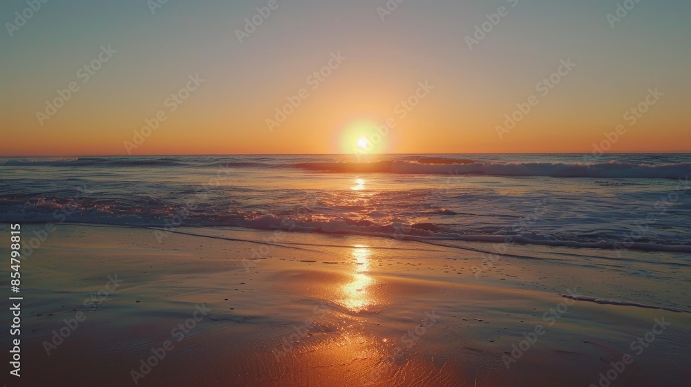 Fototapeta premium Sunrise rising over the beach shore