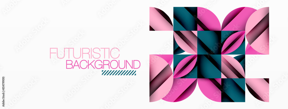 Circle, square and flower petal geometric background. Round shapes composition for wallpaper, banner, background or landing Circle, square and flower petal geometric background. Round shapes composition for wallpaper, banner, background or landing