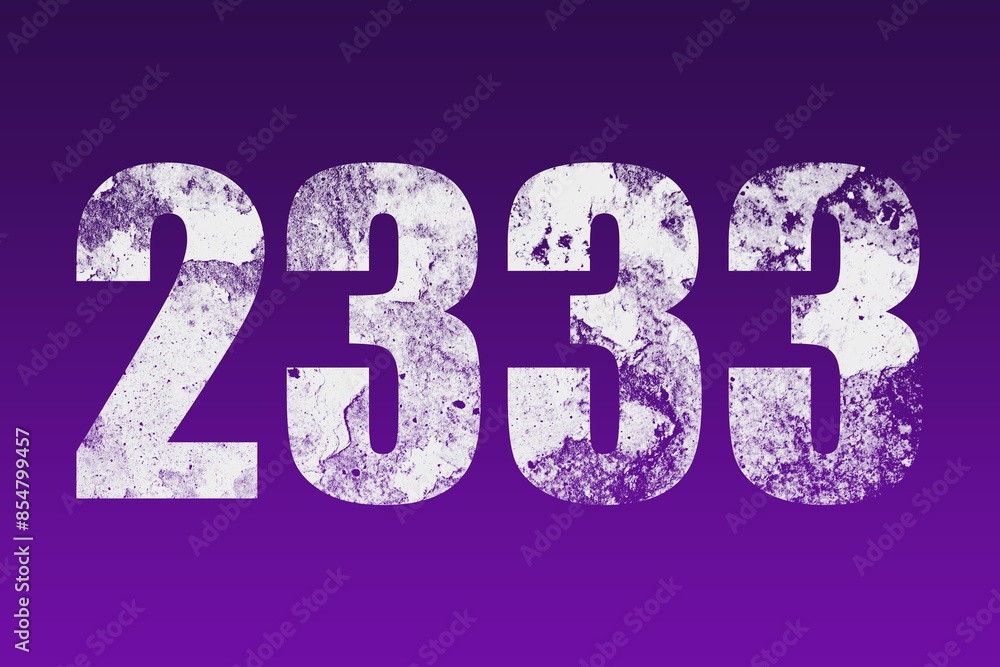 flat white grunge number of 2333 on purple background. flat white grunge number of 2333 on purple background.