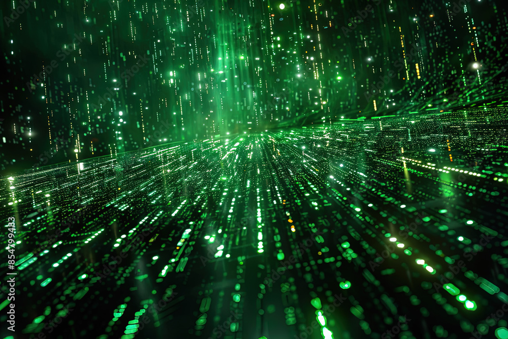 Digital Rain - Matrix Code in Green Digital Rain - Matrix Code in Green