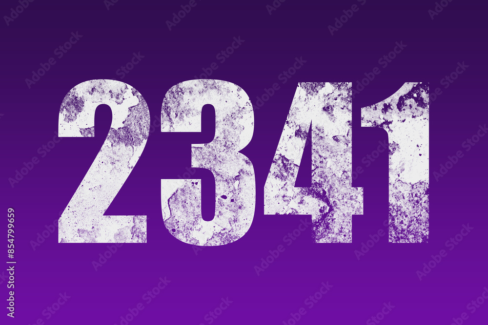 flat white grunge number of 2341 on purple background. flat white grunge number of 2341 on purple background.