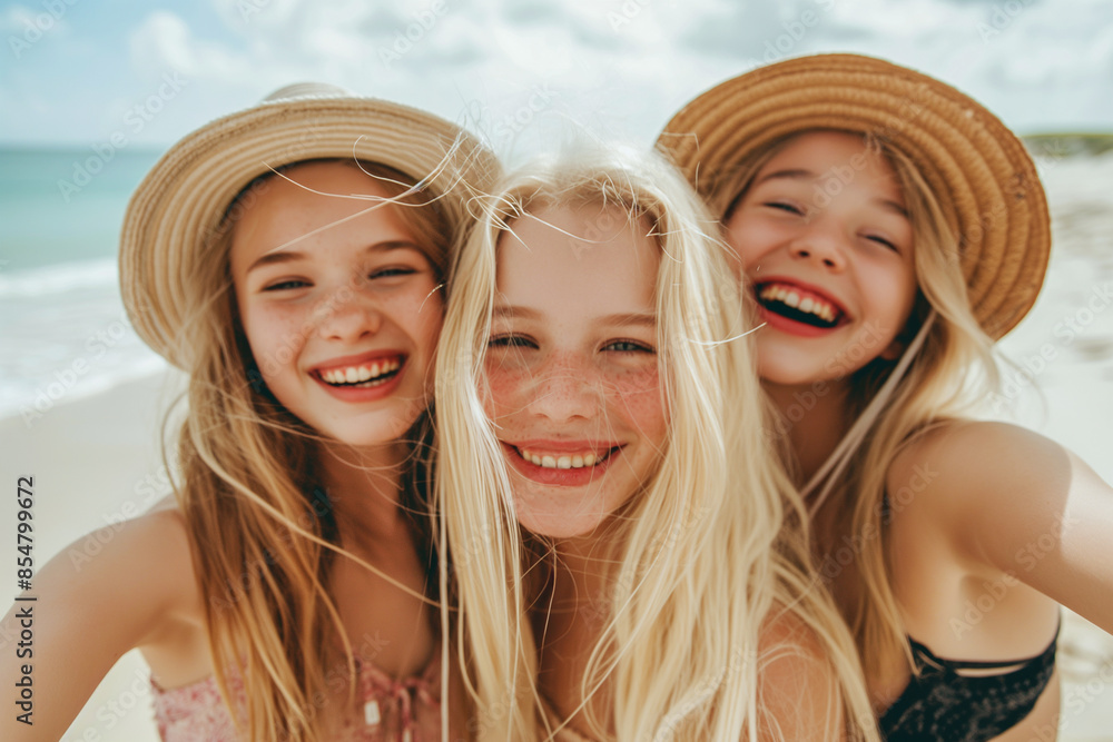 Selfie picture of tree girls on the beach Selfie picture of tree girls on the beach