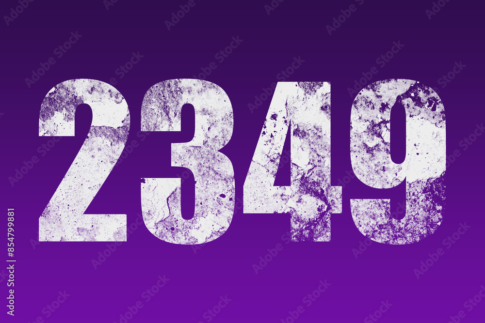 flat white grunge number of 2349 on purple background. flat white grunge number of 2349 on purple background.