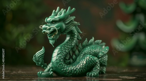 Green Jade Dragon Statue, Generative AI