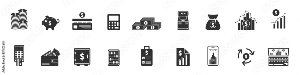 Finance icons set. Collection of money icons Finance icons set. Collection of money icons