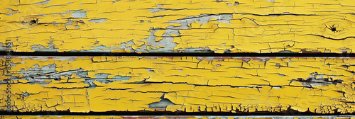 Wallpaper Mural Distressed yellow wood background with peeling paint and weathered texture: Vintage and eclectic, perfect for rustic or modern designs, the yellow wood with peeling paint creates a charming and unique Torontodigital.ca
