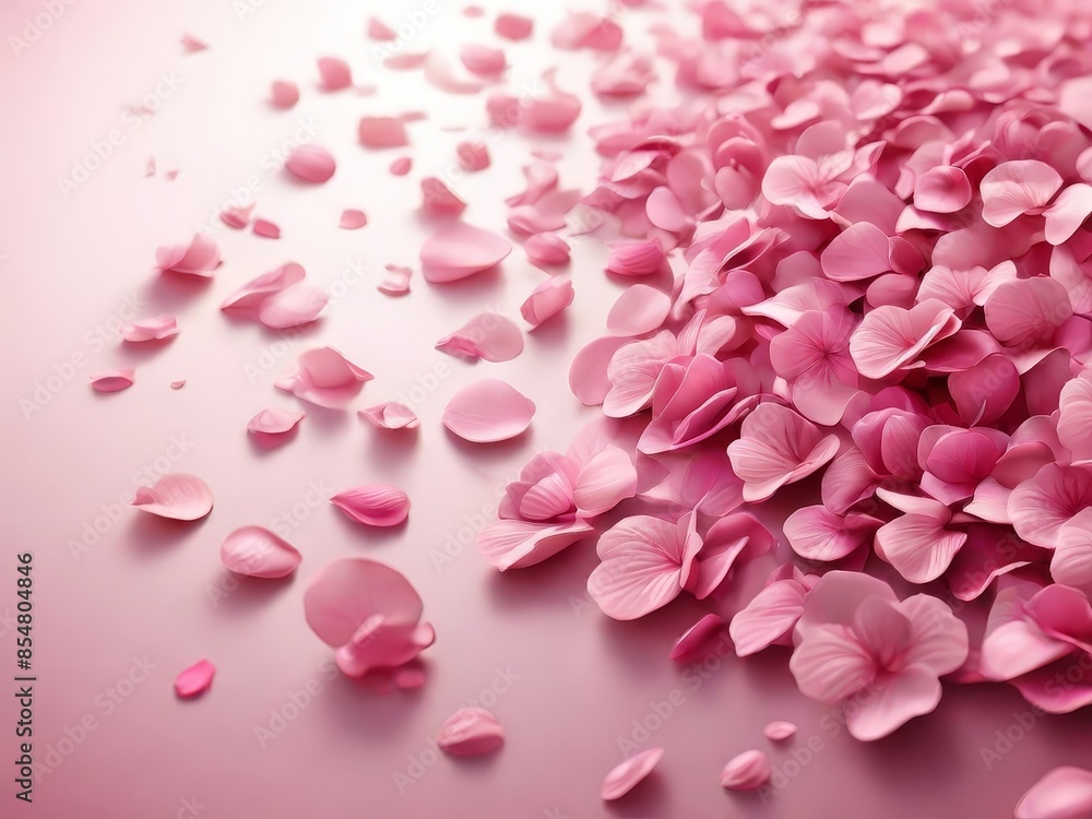 A close-up image of delicate pink flower petals scattered on a soft pink background. The petals are arranged in a beautiful, natural pattern A close-up image of delicate pink flower petals scattered on a soft pink background. The petals are arranged in a beautiful, natural pattern