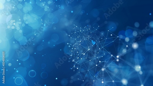Abstract blue background with white dots connected in the form of low poly network.