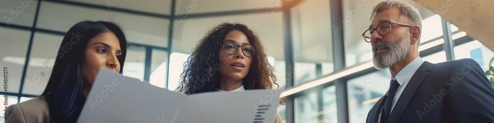 Coworkers engage in a discussion at the workplace, utilizing teamwork and strategy for business success. Coworkers engage in a discussion at the workplace, utilizing teamwork and strategy for business success.