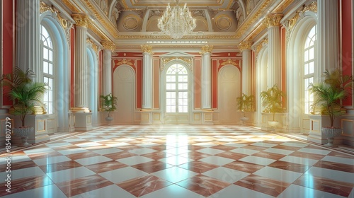 Royal castle hall. Generative AI. © visoot