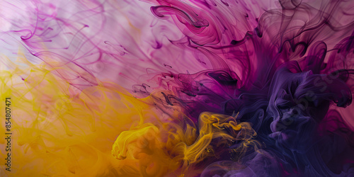 A colorful painting with yellow and purple swirls