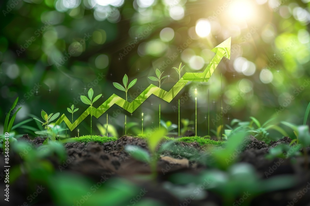 Upward-Pointing Arrows Made of Grass - Eco-Friendly Progress and Sustainable Growth Upward-Pointing Arrows Made of Grass - Eco-Friendly Progress and Sustainable Growth