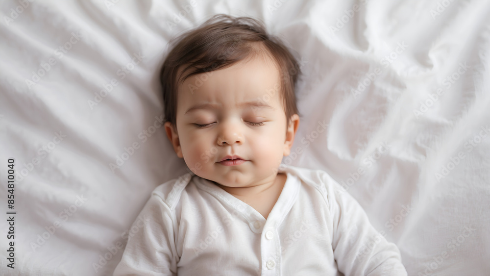 Portrait of a cute baby peacefully sleeping in bed Portrait of a cute baby peacefully sleeping in bed