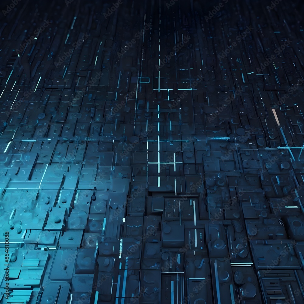 Obraz premium blue geometric shape abstract technology background Generative AI