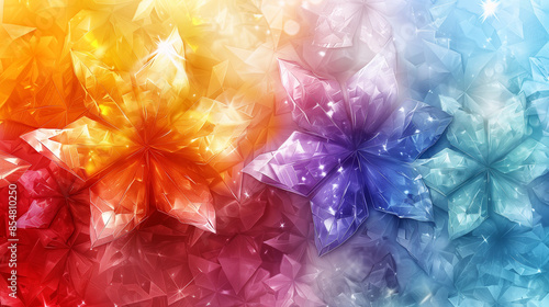 Colorful crystals on a patterned background