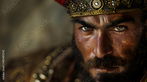 Close-up portrait of a Janissary warrior from the Ottoman Empire.


 photo