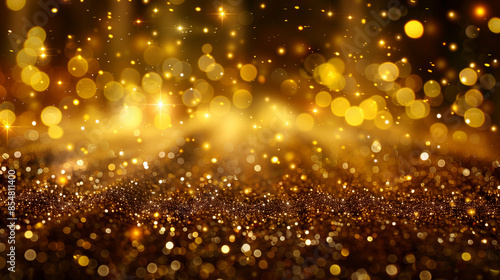 Bunch of gold sparkles falling down