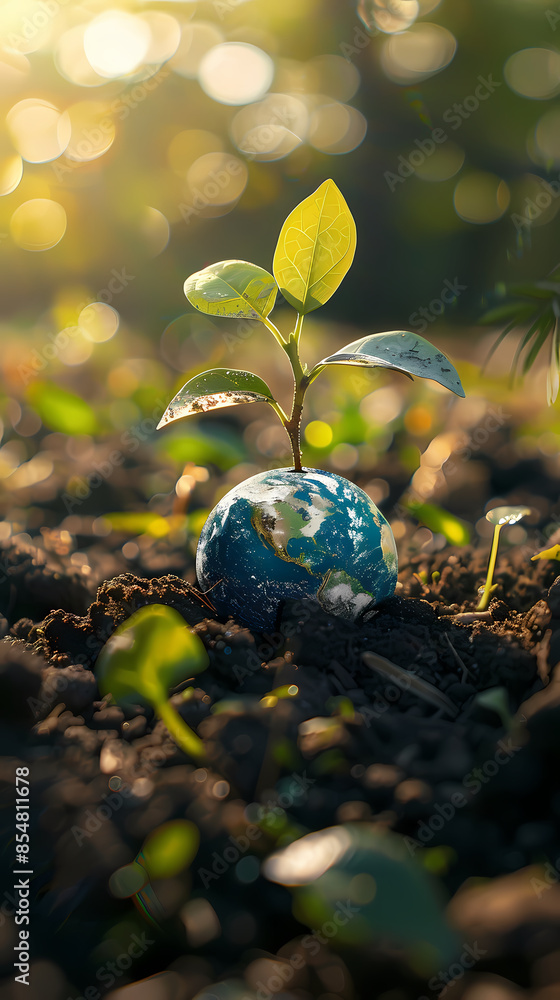 Earth Day concept, planet earth in natural environment Earth Day concept, planet earth in natural environment