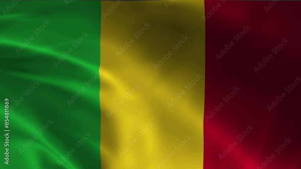 4k Highly Detailed National Flag Of Mali - Wavy Mali Flag. Close-up front view. 4k Highly Detailed National Flag Of Mali - Wavy Mali Flag. Close-up front view.