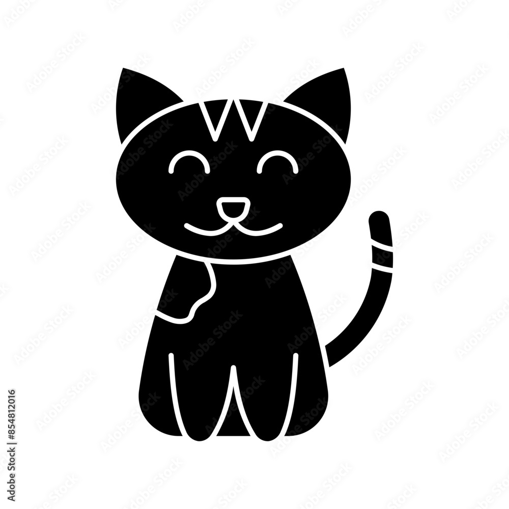 Fototapeta premium Cute Cat Glyph