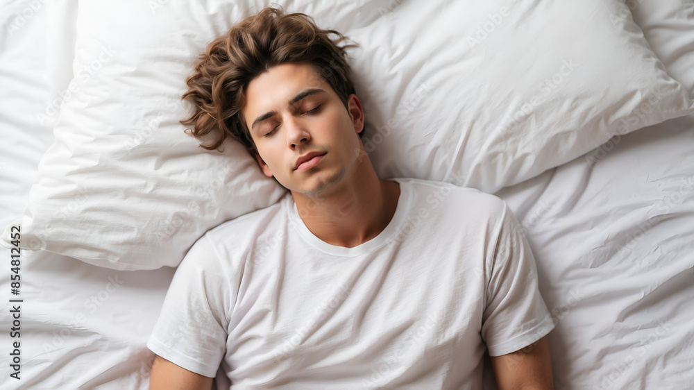 Portrait of a man peacefully sleeping on bed Portrait of a man peacefully sleeping on bed